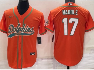 Miami Dolphins #17 Jaylen Waddle baseball Jersey Orange