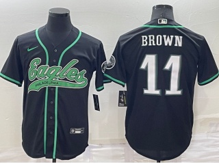 Philadelphia Eagles #11 Aj Brown Baseball Jersey Black