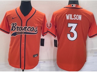 Denver Broncos #3 Russell Wilson Baseball Jersey Orange