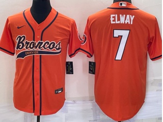 Denver Broncos #7 John Elway Baseball Jersey Orange 