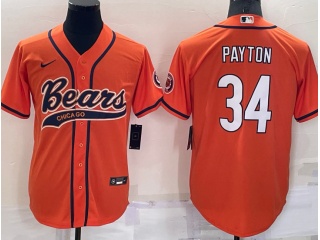 Chicago Bears #34 Walter Payton Baseball Jersey Orange