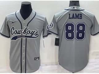 Dallas Cowboys #88 CeeDee Lamb Baseball Jersey  Grey