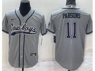 Dallas Cowboys #11 Micah Parsons Baseball Jersey Grey