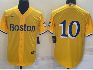 Nike Boston Red Sox #10 Cool Base Jersey Yellow