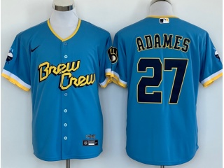 Nike Milwaukee Brewers #27 Willy Adames Baby Cool Base Jersey Blue City