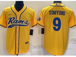 Los Angeles Rams #9 Matthew Stafford Baseball Jersey Yellow