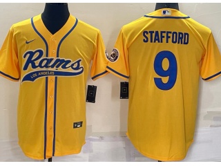 Los Angeles Rams #9 Matthew Stafford Baseball Jersey Yellow 