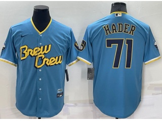 Nike Milwaukee Brewers #71 Josh Hader City Cool Base Jersey Baby Blue