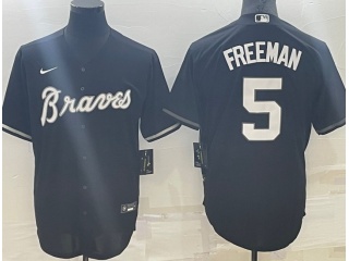 Nike Atlanta Braves #5 Freddie Freeman Turn Back Jersey Black