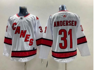 Adidas Carolina Hurricanes #31 Frederik Andersen CANES Hockey Jersey White