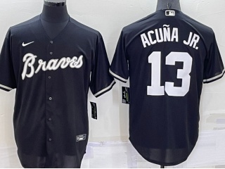 Nike Atlanta Braves #13 Ronald Acuna Jr Turn Back Jersey Black