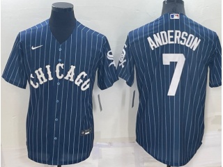 Nike Chicago White Sox #7 Tim Anderson With White Stripes Cool Base Jersey Blue