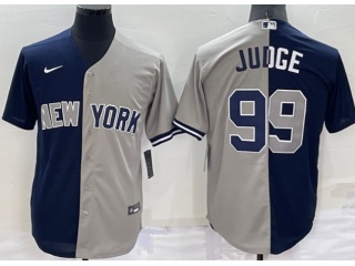 New York Yankees #99 Aaron Judge Split Cool Base Jersey Grey Blue