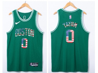 Nike Boston Celtics #0 Jayson Tatum USA Flag Fashion Jersey Green