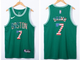 NIke Boston Celtics #7 Jaylen Brown USA Flag Fashion Jersey Green