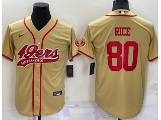 San Francisco 49ers #80 Jerry Rice Baseball Jersey  Gold