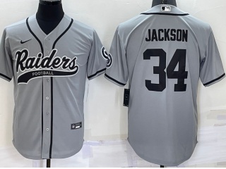 Las Vegas Raiders #34 Bo Jackson  Baseball Jersey Grey