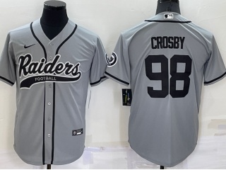 Las Vegas Raiders #98 Maxx Crosby Baseball Jersey Grey
