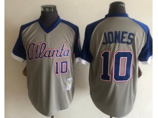 Atlanta Braves #10 Chipper Jones Throwback Jersey Grey