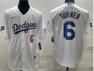 Nike Los Angeles Dodgers #6 Justin Turner 2021 Gold Program Jersey White/Gold 