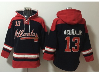 Nike Atlanta Braves #13 Ronald Acuna Jr Hoodie Blue