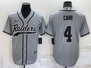 Las Vegas Raiders #4 Derek Carr Baseball Jersey Grey