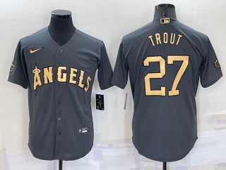 Nike Los Angeles Angels #27 Mike Trout 2022 All Star Jerseys Grey