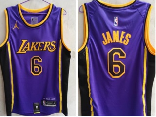 Jordan Los Angeles Lakers #6 Lebron James 22-23 Season Jersey Purple
