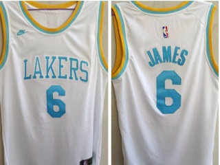 Nike Los Angeles Lakers #6 Lebron James Throwback 22-23 Season Jersey White