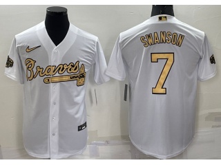 Nike Atlanta Braves #7 Dansby Swanson 2022 All Star Jerseys White