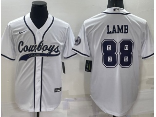 Dallas Cowboys #88 CeeDee Lamb Baseball Jersey White 