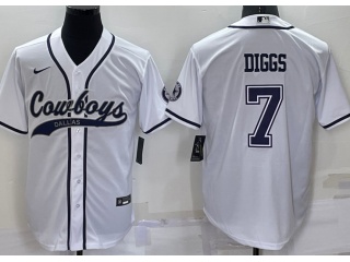 Dallas Cowboys #7 Trevon Diggs Baseball Jersey White 