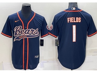Chicago Bears #1 Justin Fields Baseball Jersey Blue