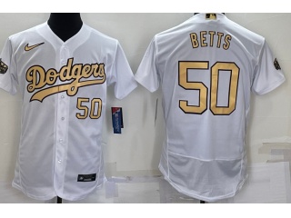 Nike Los Angeles Dodgers #50 Mookie Betts 2022 All Star Flexbase Jersey White
