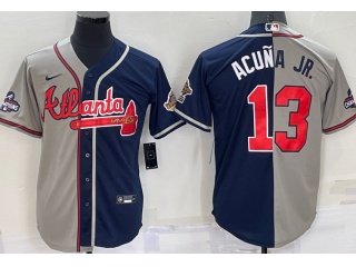 Atlanta Braves #13 Ronald Acuna Jr Cool Base Jersey  Blue And Grey