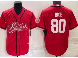 San Francisco 49ers #80 Jerry Rice Baseball Jersey Red