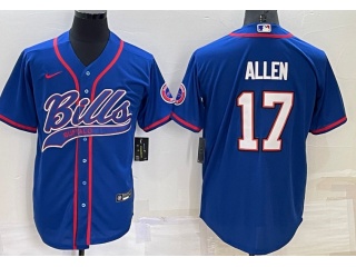 Buffalo Bills #17 Josh Allen Baseball Jersey Blue