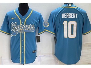 Los Angeles Chargers #10 Justin Herbert Baseball Jersey Baby Blue