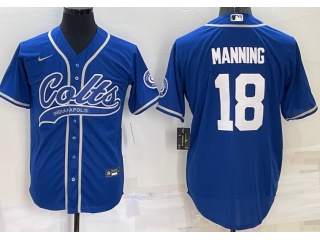 Indianapolis Colts #18 Peyton Manning Baseball Jersey Blue