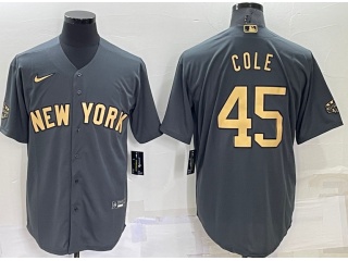 Nike New York Yankees #45 Gerrit Cole 2022 All Star Cool Base Jersey Grey