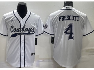 Dallas Cowboys #4 Dak Prescott Baseball Jersey White
