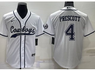 Dallas Cowboys #4 Dak Prescott Baseball Jersey White 