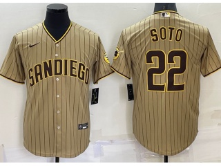 Nike San Diego Padres #22 Juan Soto Cool Base Jersey Tan 