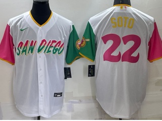 Nike San Diego Padres #22 Juan Soto Cool Base Jersey White City