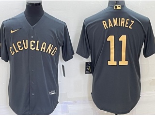 Nike Cleveland Indians #11 Jose Ramirez 2022 All Star Cool Base Jerseys Grey