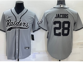 Las Vegas Raiders #28 Josh Jacobs Baseball Jersey Grey 