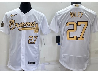 Nike Atlanta Braves #27 Austin Riley 2022 All Star Flexbase Jerseys White