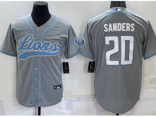 Detroit Lions #20 B.Sanders Baseball Jersey Grey