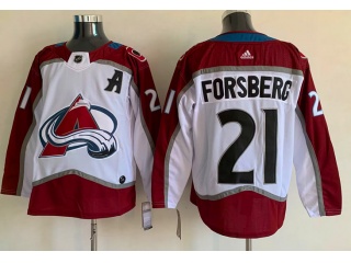 Adidas Colorado Avalanche #21 Peter Forsberg  Jersey White With Black Number 