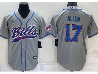 Buffalo Bills #17 Josh Allen Baseball Jersey Grey